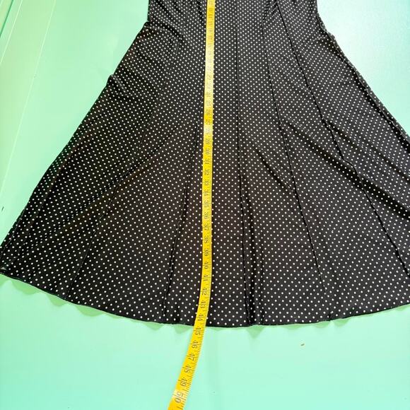 Vintage Black and white polka dot sleeveless midi dress - Size Large / XL - Picture 2 of 5